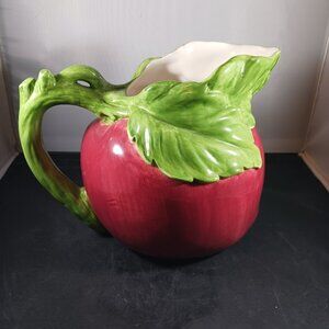 Vintage Large Ceramic Apple Shaped Beverage Pitcher